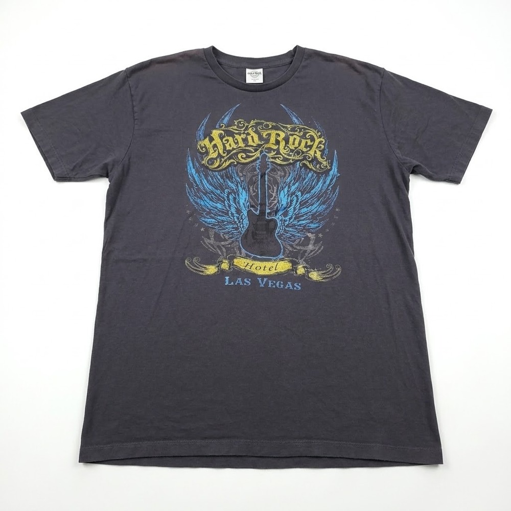 Hard Rock Hotel Las Vegas Mens XL T-Shirt Gray Guitar Wings Graphic Tee